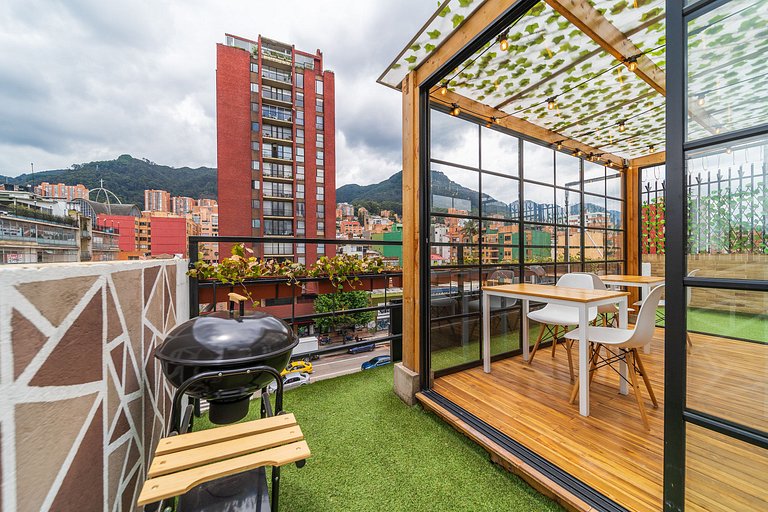 Apt Minimalista en Chapinero Central con Terraza